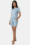 Amante Cotton Elastane Shorts - Celestial Blue Print — thumbnail 5